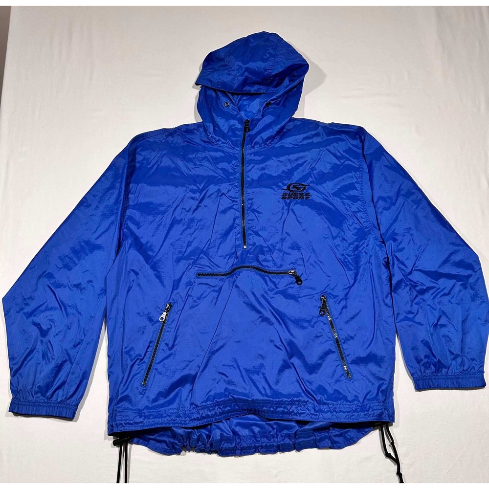 Vintage Guess Sport USA Windbreaker Pullover Anorak Blue Mens Large